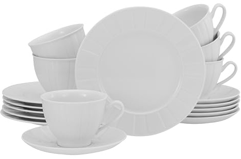 CreaTable, 17607, Serie Barcelona, 18-teiliges Geschirrset, Kaffeeservice aus Porzellan, spülmaschinen- und mikrowellengeeignet, Made in Europe