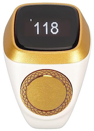 Smart Counter Ring, Vibrationspåminnelse Tid Display Räkna Finger Ring Lång Standby 18mm Lättvikt för IQibla Application (Vit)