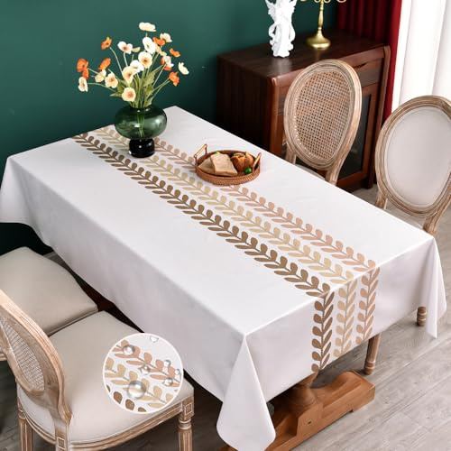 Plenmor Nappe Rectangulaire Toile Cirée 185x137cm, Nappe Plastique Nappes Toile Cirée Rectangulaire Nappes Boheme pour Décoration de Table à Manger de Cuisine (Trois Feuilles)