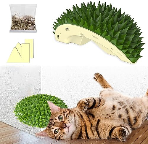 Weicher Katzen Bürste, Massageecke für Katzen, Self Groomer, Katze Liebt Eckbürste, Katzenspielzeug mit Katzenminze, Katzenbürste, Haustier Bürsten für Massagen Kitzeln Fell Entfernen
