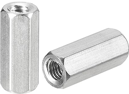 sourcing map 8 Stück Langen Sechskantmuttern M5 x 0.8 Abstand 20mm Länge Kupplung Muttern 304 Edelstahl Metrisch Sechskant Stab Kupplung Muttern