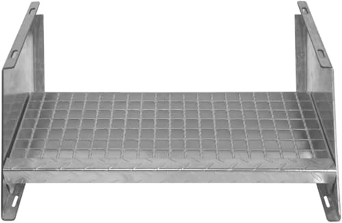 Marche pour Escalier Caillebotis 600mm x 240 mm - Acier Galvanisé DIN 24537 - Maille 20x25 mm - Résistant à la Corrosion en ISO 1461 - Construction Bâtiment Sortie de Secours [Fixations INCLUSES]