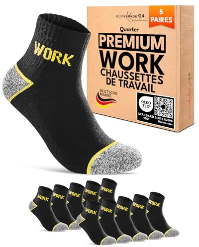 Calcetines de Trabajo Hombre Cortos Verano Quarter WORK Socks (Negro 39-42)