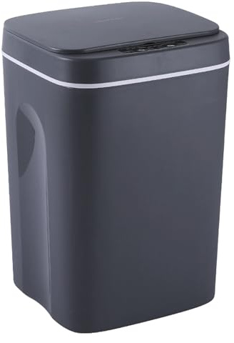 Poubelle à Capteur de Mouvement 16L Étanche pour Cuisine Salle de Bain, Compatible avec Plupart des Marques, Noir, Automatique Infrarouge, Grande Capacité, Imperméable, Utilisation Familiale et Profes