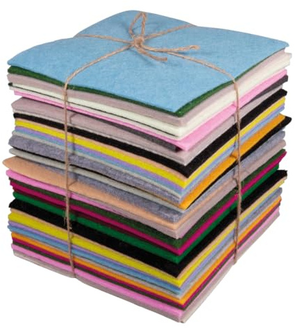 Rayher Filz-Mix, bunt gemischt, Bastelfilz ca. 15 x 15 cm, Stärke 1 – 5 mm, Bund 500 g, 100% Polyester, Filzplatten, Filzzuschnitte, 43006999