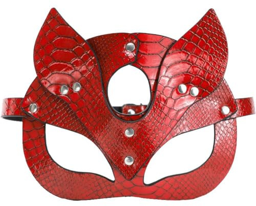 Lpitoy Rote Ledermaske, Halbe Gesichtsmaske, Sexy Maskerade-Maske, Tier-ledermasken, Cosplay-kostüm-Requisiten Für Party, Geburtstag