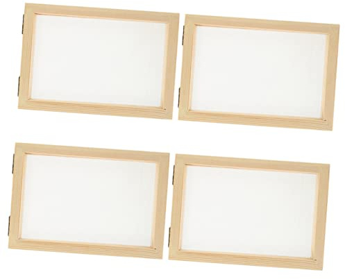 BELLIFFY 4stücke Teiliges DIY-papierherstellungsset Mit Naturbelassenem Holzrahmen Papierschöpfrahmen Für Junge Mädchen Und Schüler Bastelmaterial Für Umweltbewusstes Kreativspiel Und