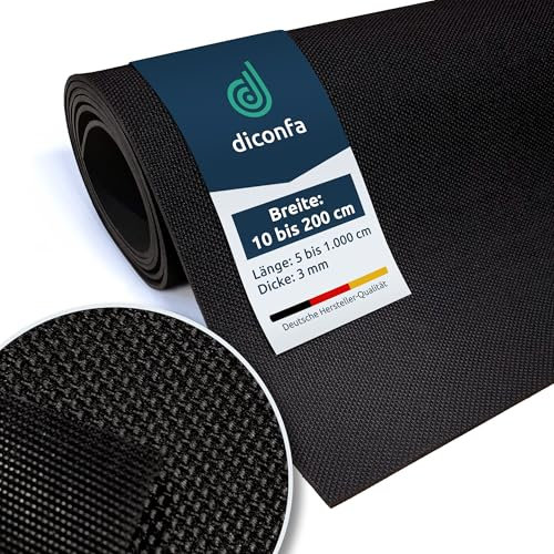 diconfa PROFILINE Antirutschmatte Gummi 3mm stark - Auswahl 1,4m x 1,2m (140 x 120cm) - 0,1m bis 2m BREIT- 0,05m bis 10m LANG - Gummimatte sehr rutschfest Außenbereich UV-stabil Meterware