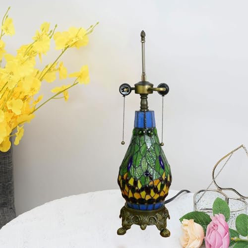 BOTOWI Tiffany Lampensockel ersetzt, nur Tischlampensockel, 26 Zoll hoch und geeignet für 16 Zoll Tiffany Stil Lampenschirme, mit einem Buntglassockel,Grün