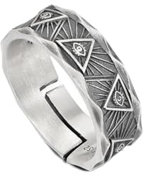 LAOYEFACAI Herrenring matt in 925 Sterling Silber Auge des Horus Ring Open Vintage Ring Gothic Männer Ringe