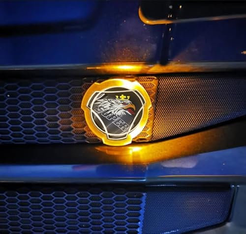 Griffin-Super-Logo-Aufkleber für Scania, Auto, LKW, Front-Emblem, Abzeichen mit 24 V LED, orange/gelb, Beleuchtungsstreifen, anwendbar für LKW-beleuchtetes Zubehör, 1 Set (schwarz)