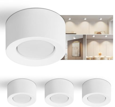 ZMH Faretto da superficie 4 pezzi rotondo bianco: GX53 faretti da soffitto faretti piatti faretto da soffitto in gesso piccola plafoniera - senza lampadina