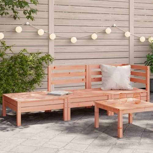 CINDERFUL Gartensofa 3-Sitzer Massivholz Douglasie,3Sitzer Gartensofa aus Douglasienholz Modulares LoungeSofa für Terrasse und Balkon Gartensitzmöbel