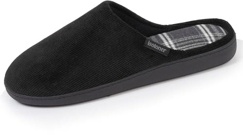 Isotoner Chaussons pantoufles Mules homme ultra confortables semelle à mémoire de forme, 43 EU, noir