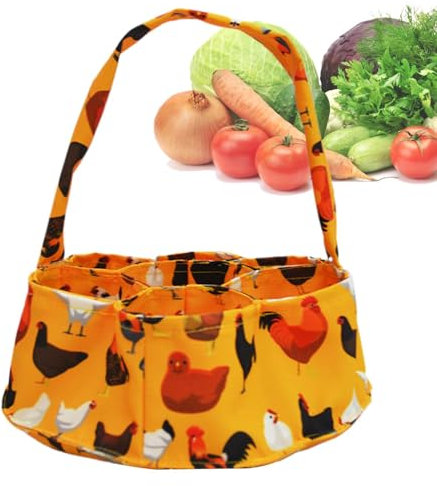 Cesta de recogida de huevos, soporte de frutas de tela con 7 bolsas, bolsa de recolección pequeña, ideal para colección de huevos, granja, uso al aire libre, accesorio conveniente y resistente, 7.8 x