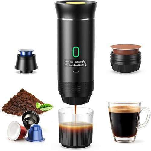 Tragbare 3-in-1-Kapselmaschine, kompatibel mit Nespresso Dolce Gusto und gemahlenem Kaffee, tragbare Mini-Kaffeemaschine, mehrere Kapseln zum Mitnehmen, kleine tragbare Kaffeemaschine