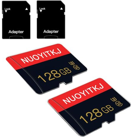 2 Pack 128 GB Memory Card -Kartenklasse 10 Speicherkarte mit -Adapter Hochgeschwindigkeit TF -Karte für Tablet, Kamera, Drohne