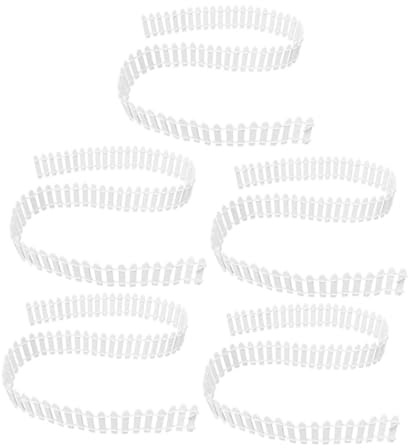Gatuida Weißer Miniatur Feengartenzaun Optik mit Spitzen Pfählen 5 Stück Dekorativer Gartenzaun für Feengarten und Outdoor Dekoration