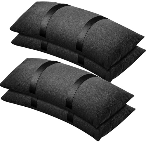 Xaztr 4 Pack Umbrella Base Weights Sand Bags, 55LBS Fillable Sandbags for Outdoor Umbrella Stands, Trampolines, Patio Furniture, Garden Backyard Poolside Accessories Black