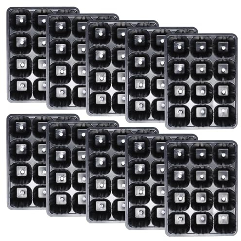 FJOADNVM Semenzaio 12 Fori vasi for piantine di Verdure Vassoio for piantine Nero vasi da Giardino Semi germinazione Piante vasi da Fiori Scatola di Coltivazione for piantare 10 Pezzi