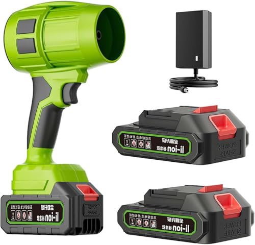 Seese Pro Souffleur Aspirateur Électrique sans Fil - Portable, 35000 RPM Ultra Puissant, 40 Minutes d'Autonomie, Léger pour Jardin, Cour, Feuilles, Pelouse (Green,2 Batterie)