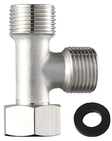 UIEXAY Tee Raccordi Tubo Femmina, Valvola Di Deviatore A T 3 Vie 3/8 Per Wc, Connettore Laterale 1/2 In Rame Massiccio, Collegamento A Tre Vie T Valve Compatibile Con Serbatoi E Rubinetti(1 Pezzo)