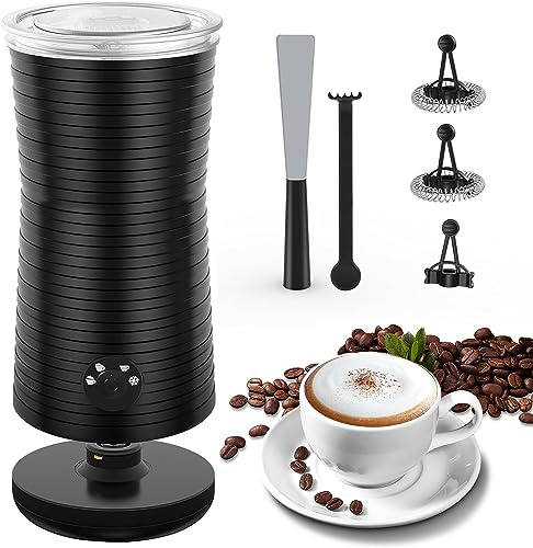Morpilot Milchaufschäumer Elektrisch, Automatischer Milchaufschäumer 4 in 1, Geeignet für Heißen und Kalten Milchschaum Latte Cappuccino Macchiato - Schwarz