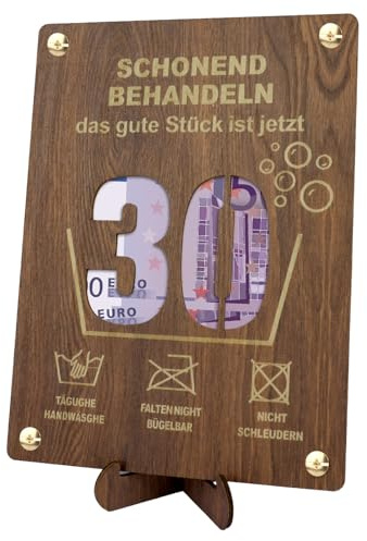 Geldgeschenke Geburtstag 30, Holz Karte 30. Geburtstag für Frauen Männer | Witzige Geldgeschenk,Schonend Behandeln Geburtstagskarte mit Ständer für Geschenkverpackung (30s)