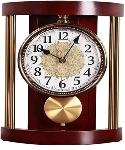 CvbGNJm Reloj de repisa for Chimenea con Movimiento silencioso, Funciona a Pilas, Vintage, for Sala Estar, Cocina, Oficina y decoración del hogar