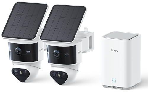 aosu T2 Pro 2-Kit Security Camera Outdoor Wireless, 3K Dual Cam Fusion | 170° Wide, 360° PTZ, AI Detection, 8X Zoom, Expandable 1TB Storage, IP65 Weatherproof, Ideal for Home & Yard