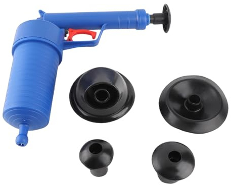Tissting Air Power Drain High Pressure Drain Opener, Destapa Cañerias Sanitarios Aparatos Baño Kit 4 Adaptadores, Para Tuberias Desagües Fregadero Bañera Inodoro Lavabo