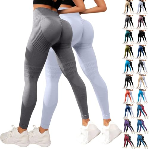 Lot de 2 Legging Anti Cellulite Femme 3D Compression Taille Haute sans Couture Minceur Leggings Opaque Push Up Sport Yoga Fitness Pantalon Collant De Contention Collants