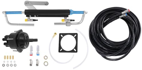 Kit de direction hydraulique hors-bord, 90 CV, système de direction à cylindre de verrouillage bidirectionnel et tuyau de direction hydraulique de 7 m, avec pompe de commande pour bateaux monomoteurs