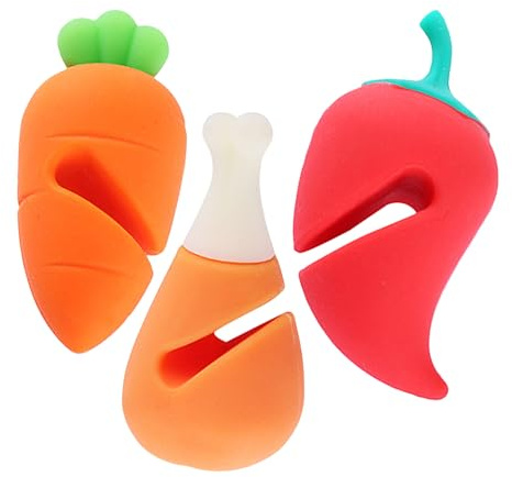 Pot Lid Lifter, 3x Silicone Anti-Boil Lids | Anti-Overflow Cap, Food Shaped Pot Lid Holder, Kitchen Gadgets 6x3x3cm