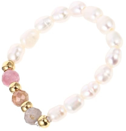 iplusmile Wunderschöner Perlenring mit Strasssteinen Handgefertigter Damen Fingerring Langlebiger Modeschmuck für Alltag und Party