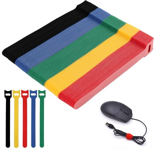 Sylalxeba Lote de 100 Bridas Reutilizables con Velcro, 15cm Cintas Multicolor para Gestión de Cables, Organizador de Cables Ajustable para Oficina y Hogar
