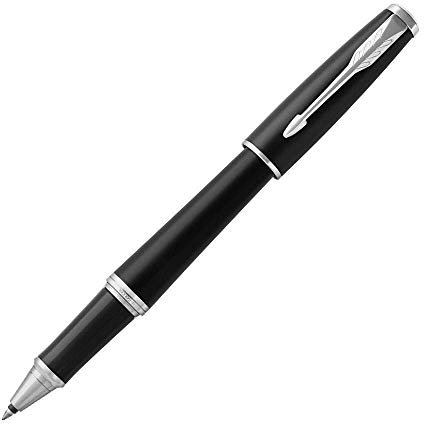 Parker Urban Tintenroller | Muted Black mit Chromzierteilen | feine Spitze | Schwarze Tinte | Geschenkbox