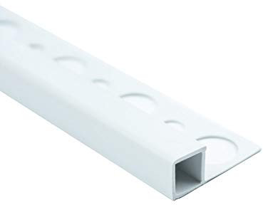 5x PVC Quadrat Fliesenschiene Fliesenprofil Kunststoff Schiene weiß matt L250cm 10mm Profil (5 Stück)