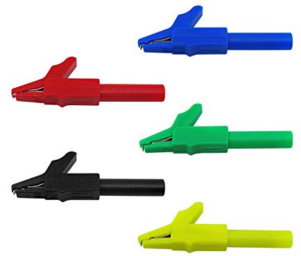 Aofan 5Pcs Insulative Full Protective Crocodile Clips 4mm 15A 300V Test Lead Alligator Clip for Multimetersand Clampmeters Test