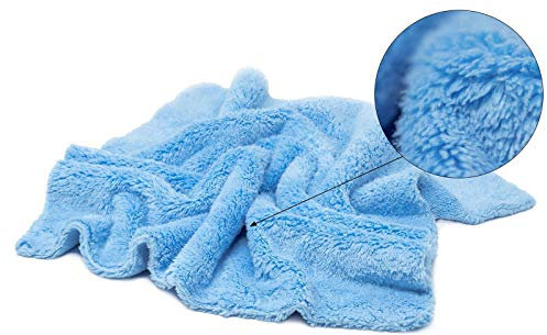 Detailmate – Paño de microfibra de 40 x 40 cm, 450 GSM, sin bordes, azul, ideal para pulir, encerar y sellar, ultra larga
