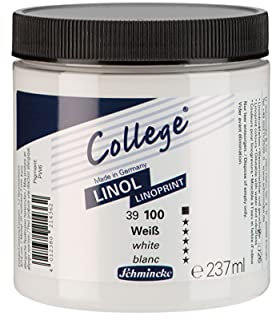 Schmincke - College Linol, Künstler-Linoldruck-Farben, Weiss 237 ml, 39100053, geruchsarme Linoldruckfarbe auf Wasserbasis, lichtecht, gleichmäßiger Druck