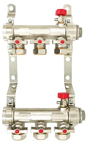 Messing heizkreisverteiler fussbodenheizung 2 3 4 5 6 7 8 fach heizkreisverteiler für heizkörper verteiler für fußbodenheizung (5 heizkreise)
