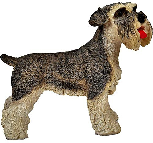 YVAN MOINS CHER Plastische Ornamentfigur für die Gartendekoration Welpenschnauzer Stehendes Harz von sehr schöner Qualität 34,5X18X30 Cm Haustiere für drinnen und draußen.