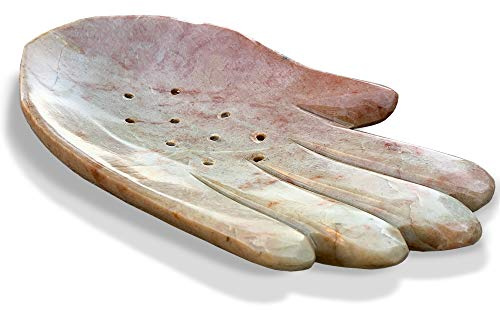 India Overseas Trading Corporation Soapstone Soap Dish, Hand Design 6.5 x 4, Assorted Colors, Bathroom Accessories Handmade Soap Dish Soap Holder (Hand Shape)