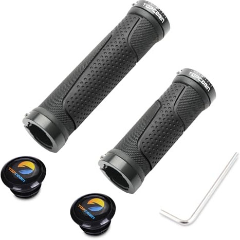 TOPCABIN Fahrrad Griffe Kurze Mini Fahrrad Lenker Griffe Fit Viele Standard Bikes Länge 3.5 inch 1 Paar (Aluminium Doppelschloss(Schwarz130mm+90mm))
