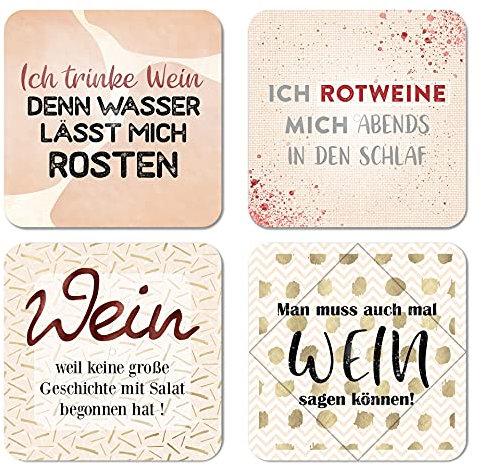 Interluxe LED Untersetzer 4er Set - Rotwein - Vier leuchtende Design Untersetzer als Deko für den Tisch oder die Bar
