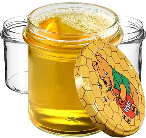 KADAX - Lot de 20 bocaux à confiture - 350 ml - Avec couvercle à visser - 82 mm - Bocaux de conservation pour champignons, confitures, miel - Bocaux à confiture hermétiques - Avec couvercle - Idéaux