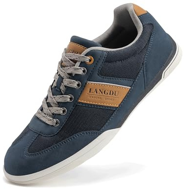 LANGDU Mens Casual Shoes Trainers Walking Breathable Fashion Sneakers Lightweight Trainer Size 7-11UK (8UK,Deepblue 19)
