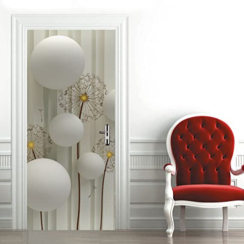 Tür tapeten 3d selbstklebend Pusteblume & Reichsapfel Türposter Türaufkleber Abnehmbare Vinyl türfolie Fototapete diy Wandbild Wohnzimmer Schlafzimmer Kinderzimmer Badezimmer B100 x H200cm