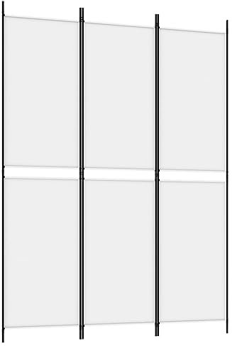 vidaXL White 3-Panel Room Divider - Foldable Fabric Paravent, Modern Privacy Screen Suitable for Bedroom, Living Room